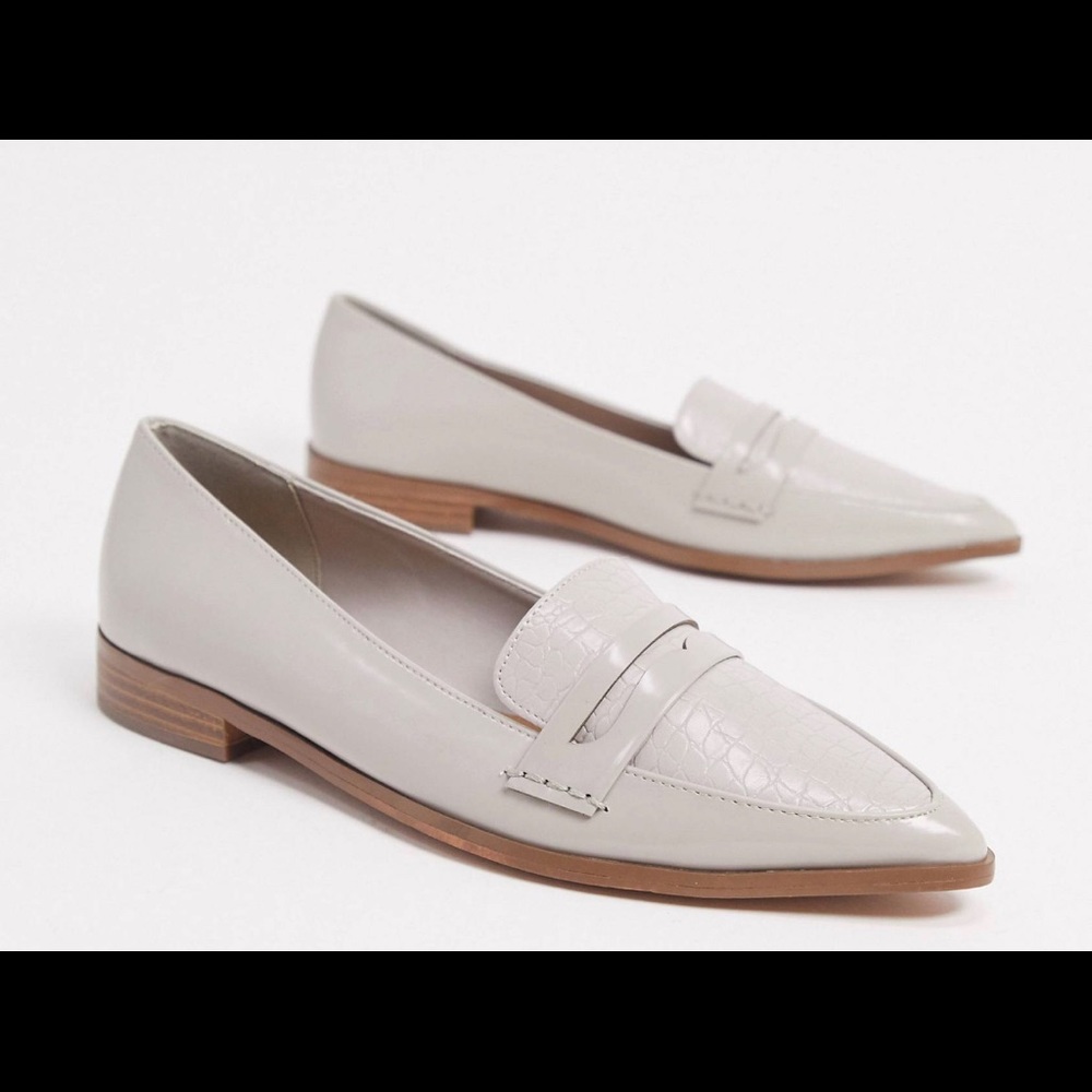 ASOS grey croc pointed loafers